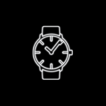 Minimalist watch icon on dark background for smart time management
