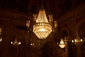 Ornate chandelier in a luxurious interior