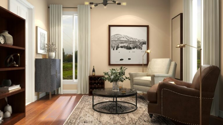 Bright living room showcasing a sofa, coffee table and glass doors.
