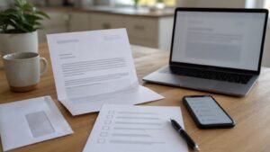 Data breach response checklist with phone and laptop on a desk